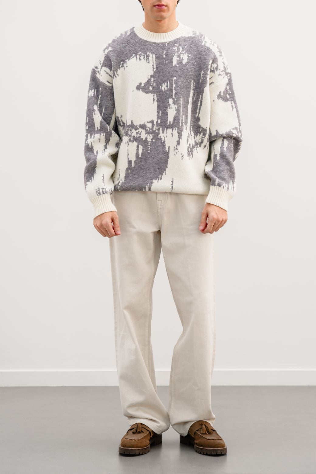 CREAM ABSTRACT PRINTED SWEATER