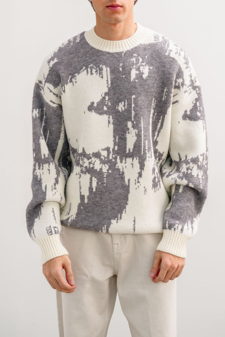 CREAM ABSTRACT PRINTED SWEATER