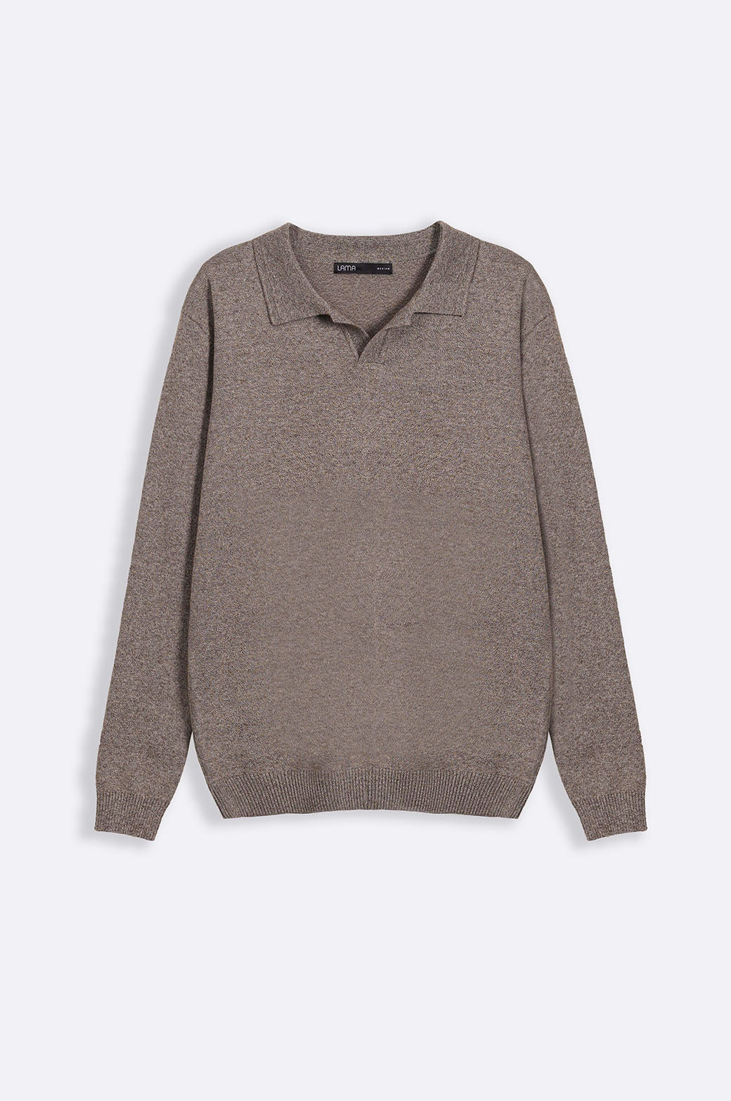 BEIGE SOFT KNITTED POLO JUMPER