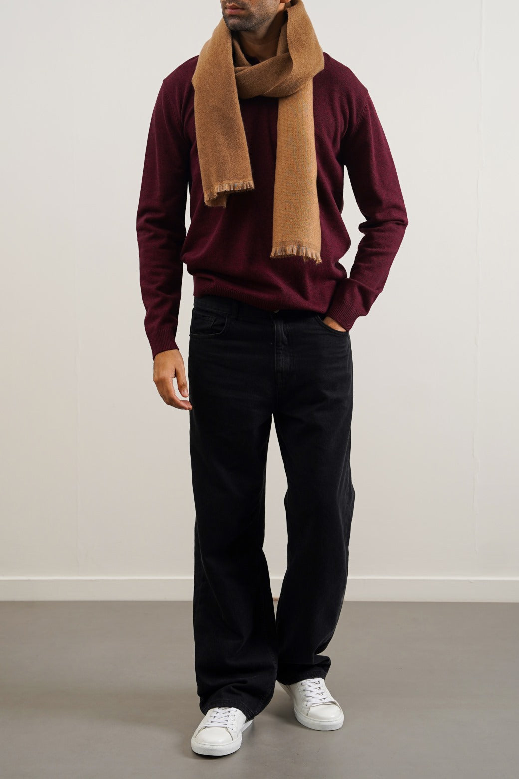 BURGUNDY SOFT KNITTED POLO JUMPER