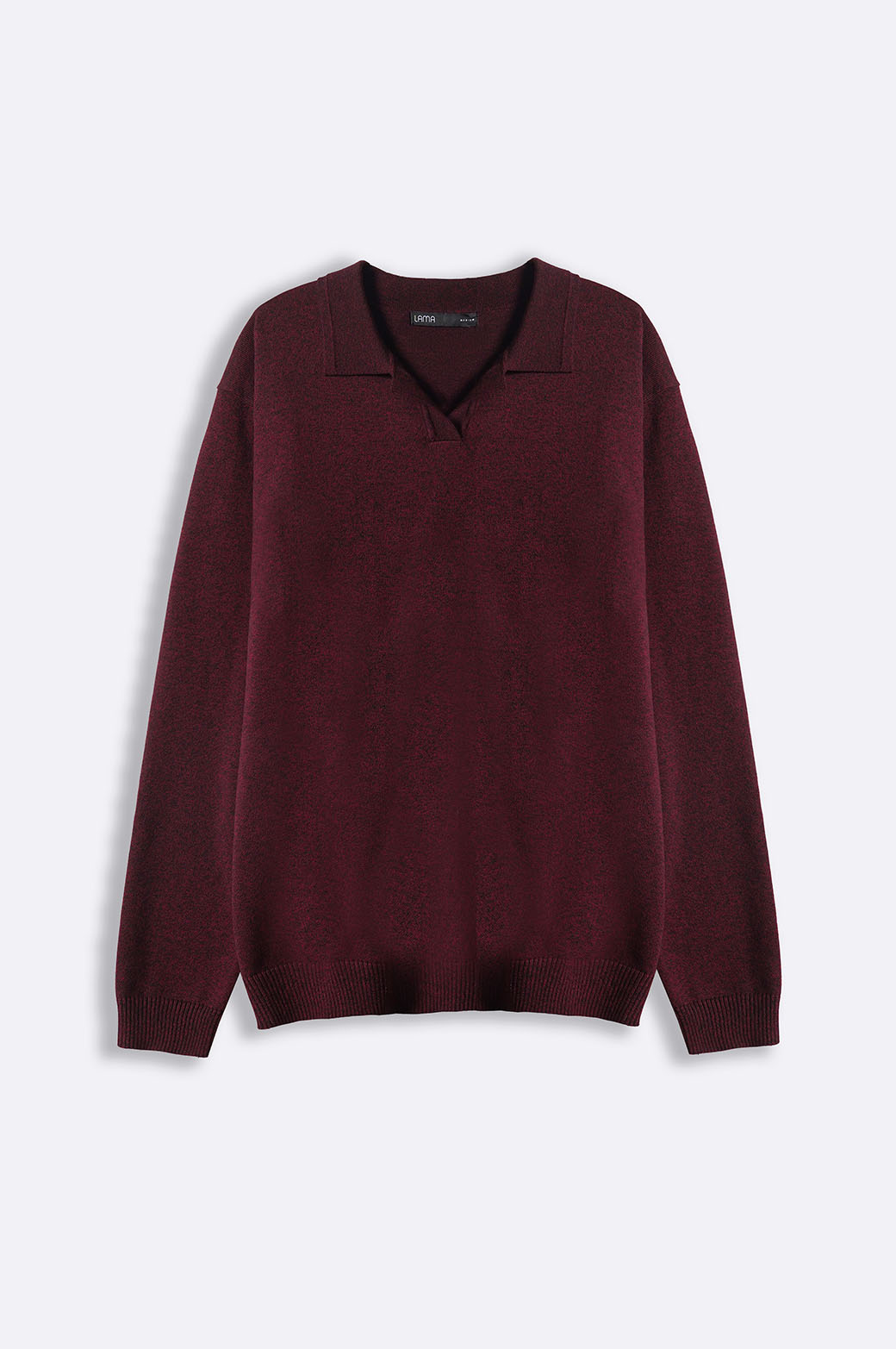 BURGUNDY SOFT KNITTED POLO JUMPER