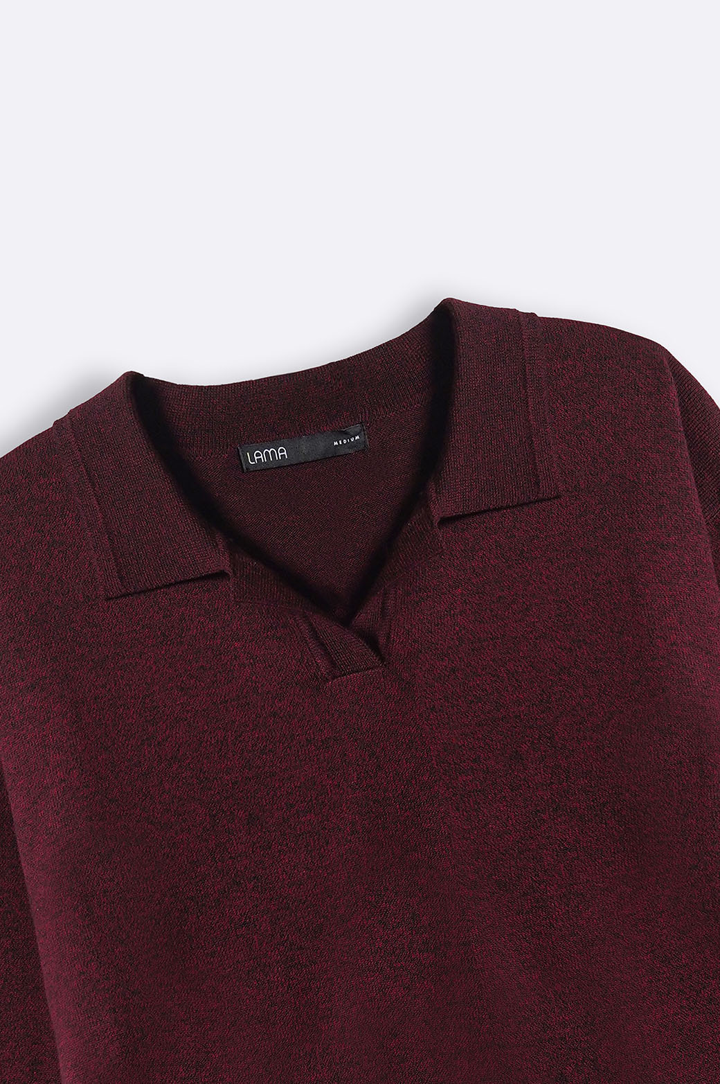 BURGUNDY SOFT KNITTED POLO JUMPER