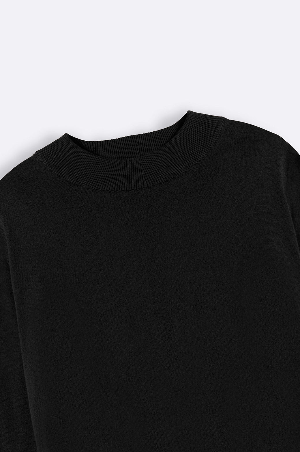 BLACK REGULAR RIBBED-KNIT JUMPER