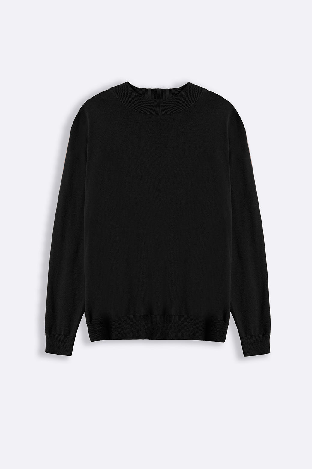 BLACK REGULAR RIBBED-KNIT JUMPER