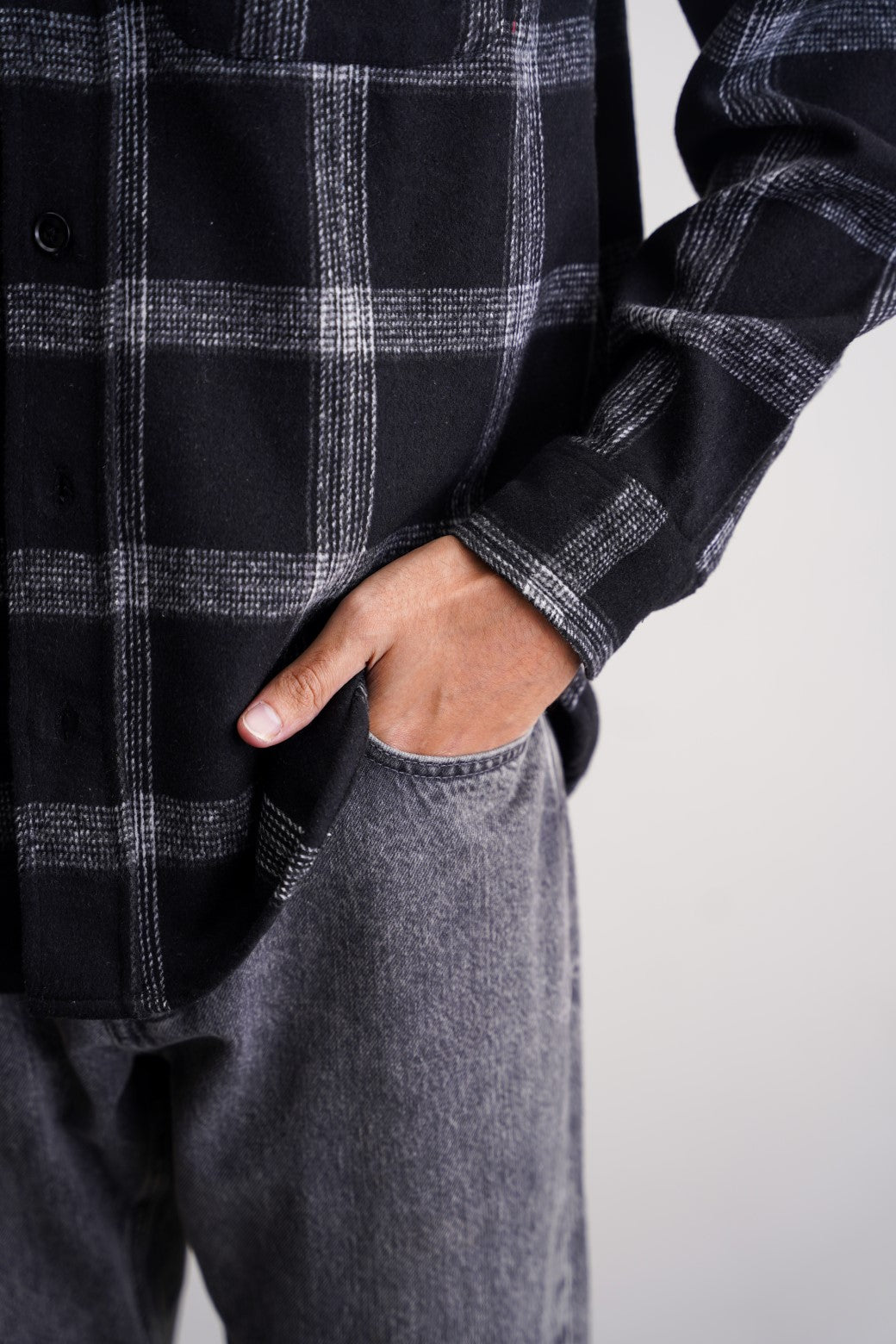 BLACK BOY-NEXT-DOOR FLANNEL OVERSHIRT