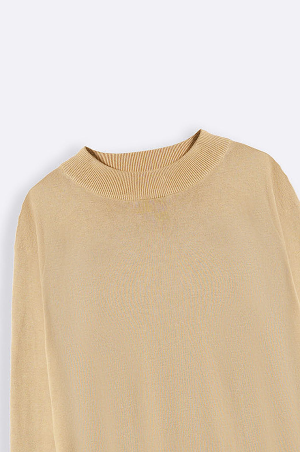 BEIGE COTTON HIGH-CREW JUMPER