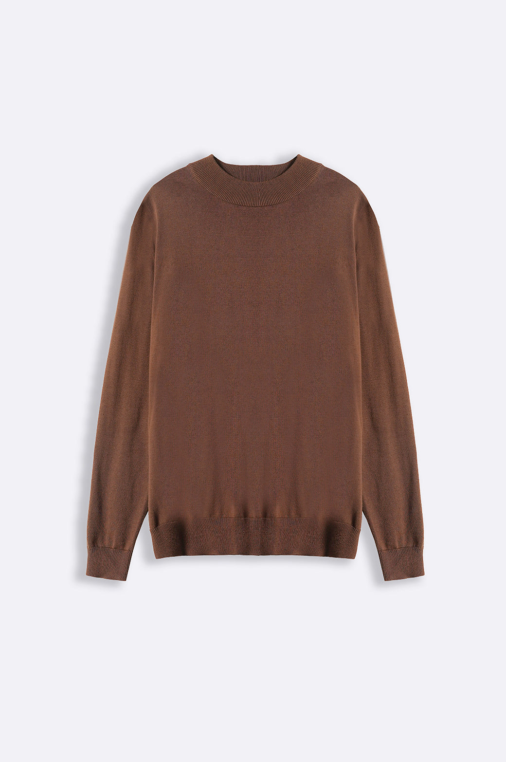 DARK BROWN COTTON HIGH-CREW JUMPER