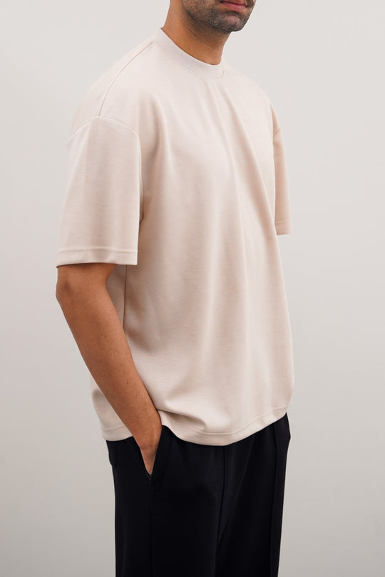 BEIGE SOFT SCUBA T-SHIRT