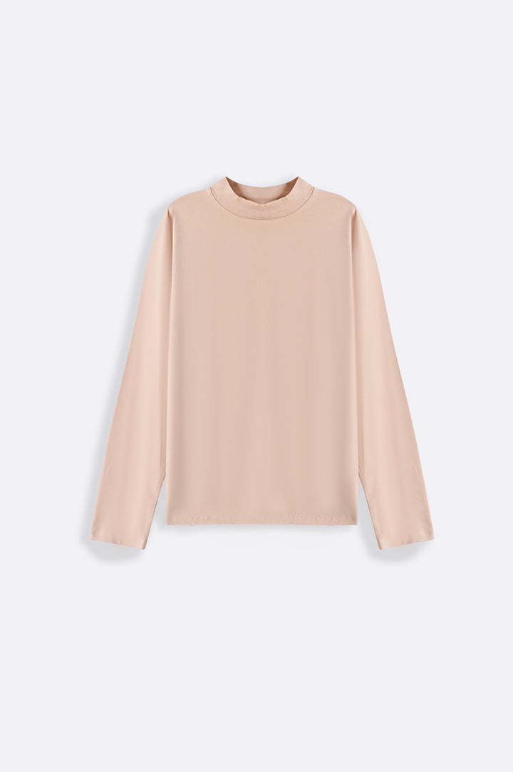 BEIGE HIGH NECK T-SHIRT