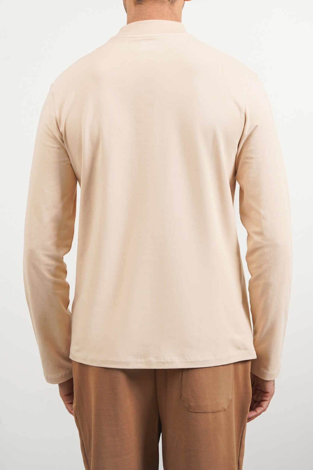 BEIGE HIGH NECK T-SHIRT