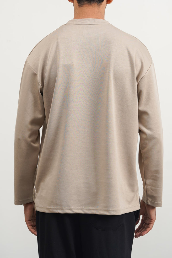 KHAKI CREW NECK SWEATSHIRT