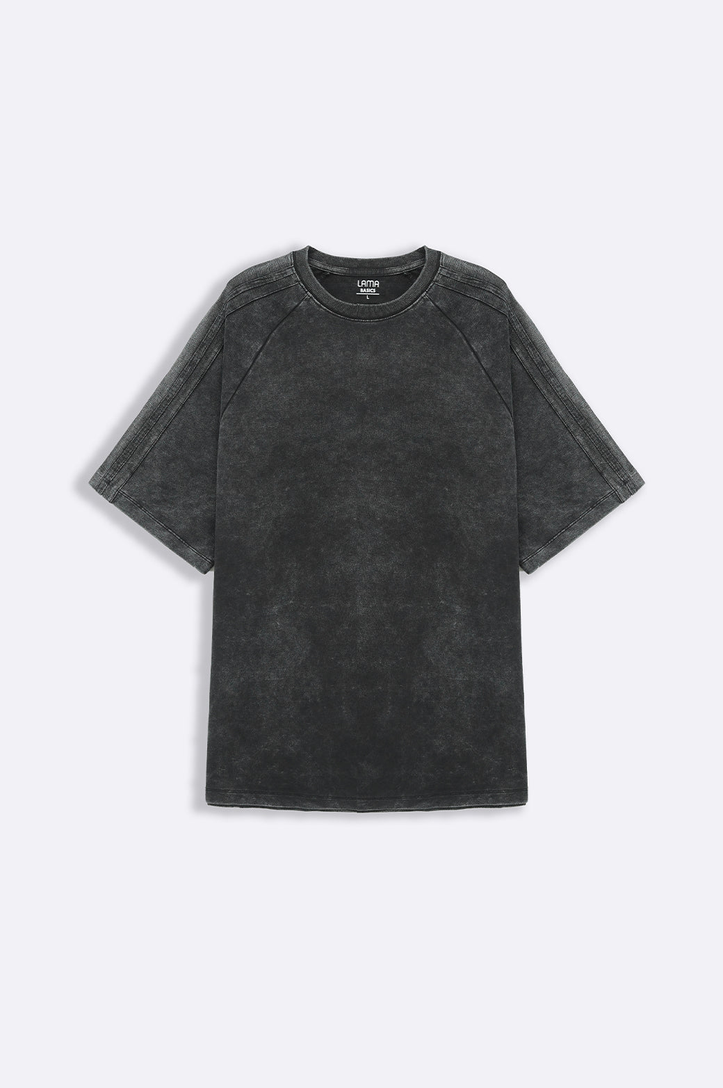 BLACK RANGLAN ACID WASHED TEE