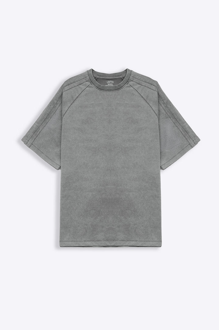 GREY RANGLAN ACID WASHED TEE