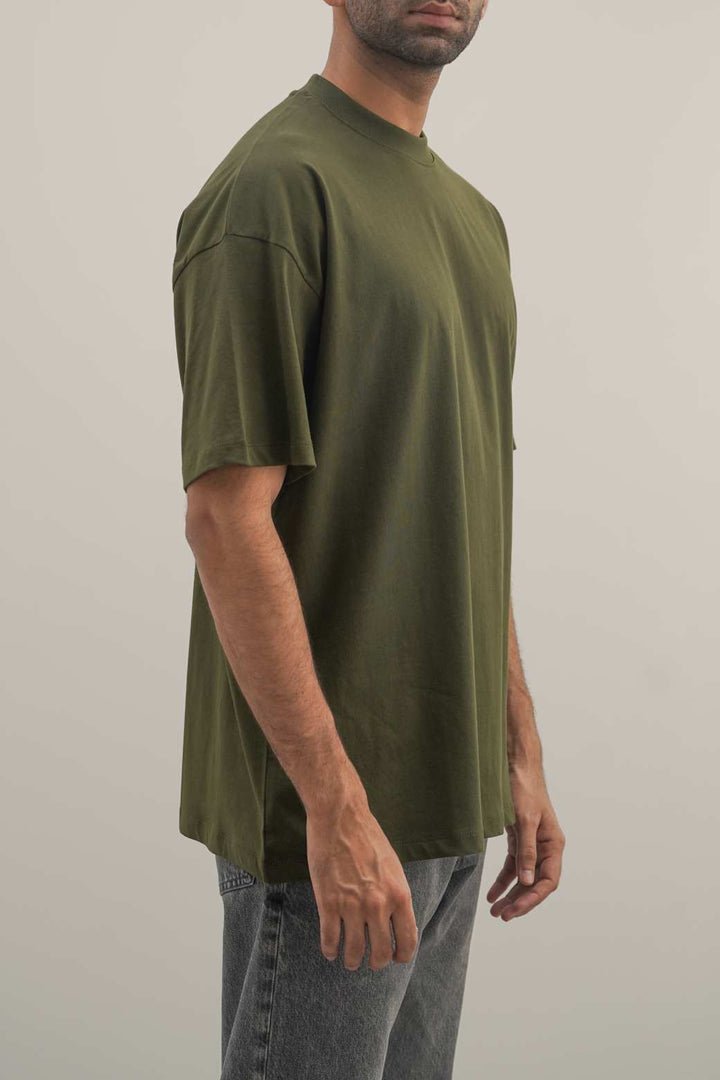 DARK OLIVE ABSTRACT PRINT TEE