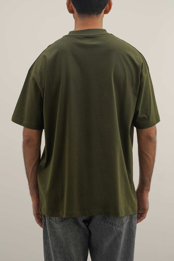 DARK OLIVE ABSTRACT PRINT TEE