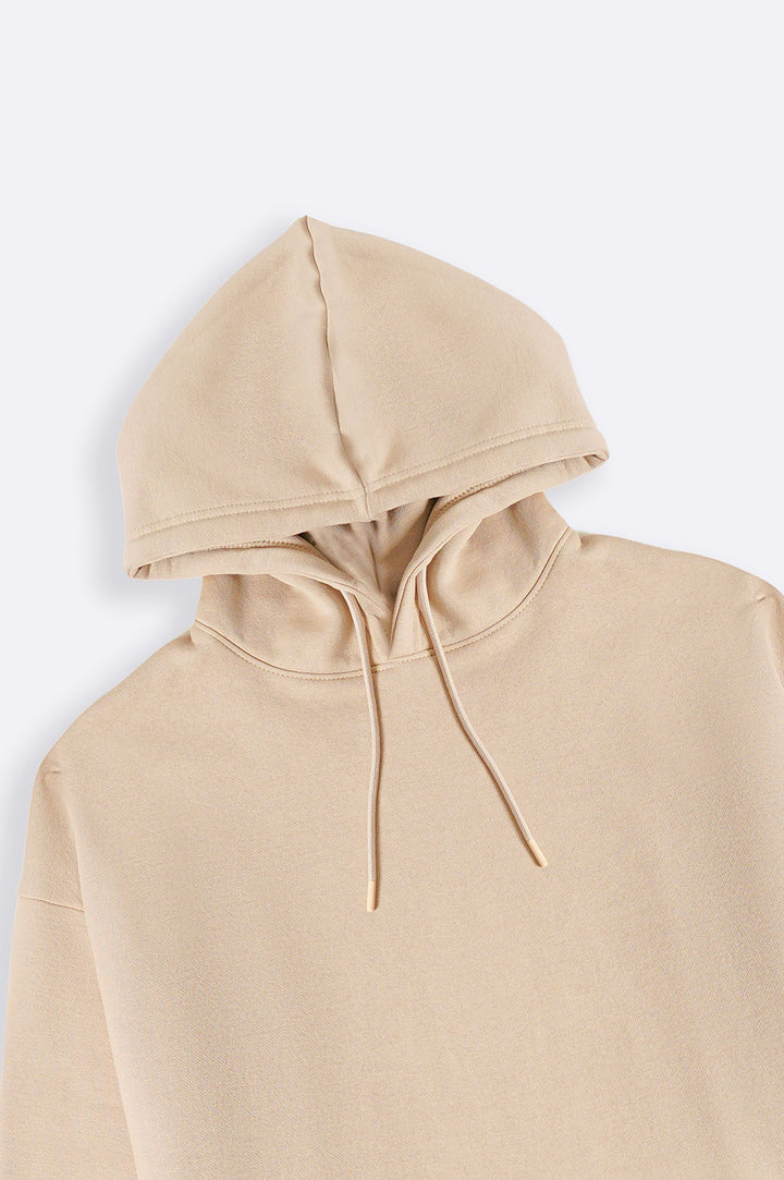 BEIGE OVERSIZED FLEECE HOODIE