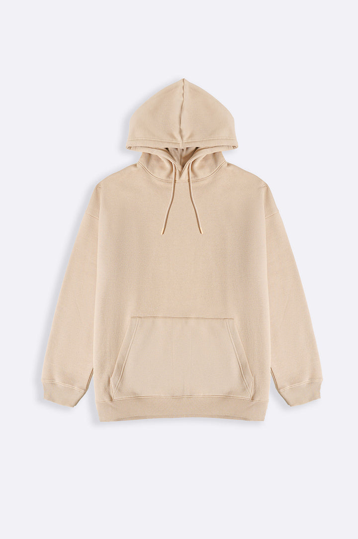 BEIGE OVERSIZED FLEECE HOODIE