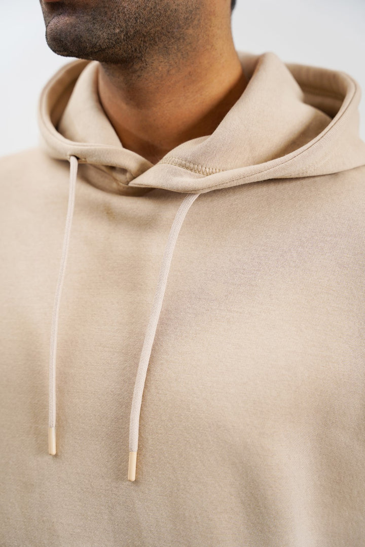 BEIGE OVERSIZED FLEECE HOODIE