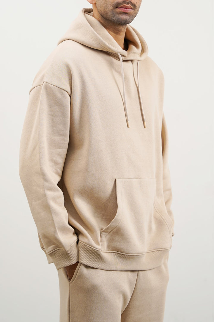 BEIGE OVERSIZED FLEECE HOODIE