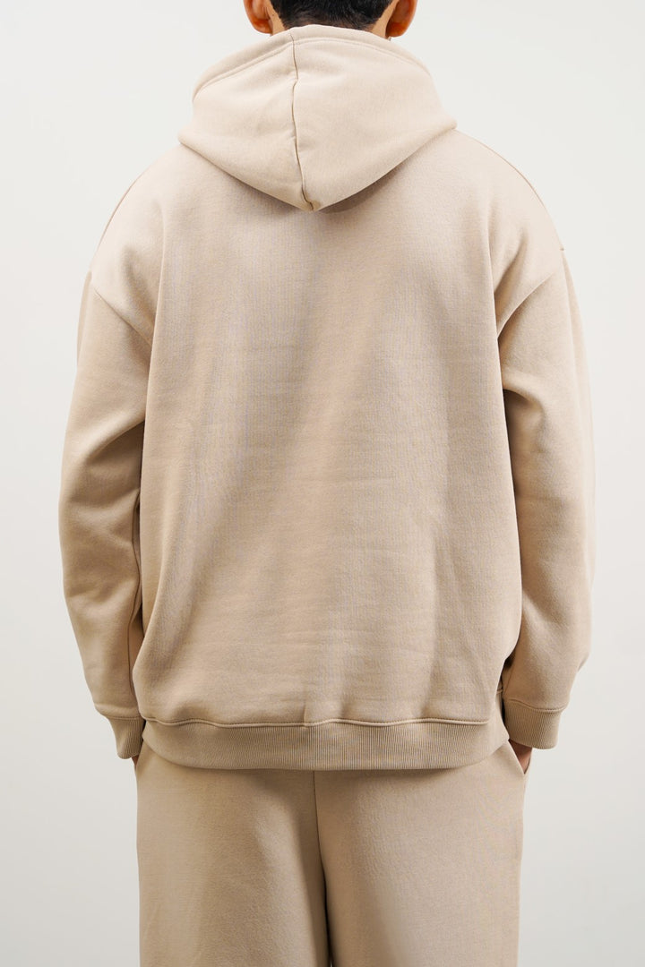 BEIGE OVERSIZED FLEECE HOODIE