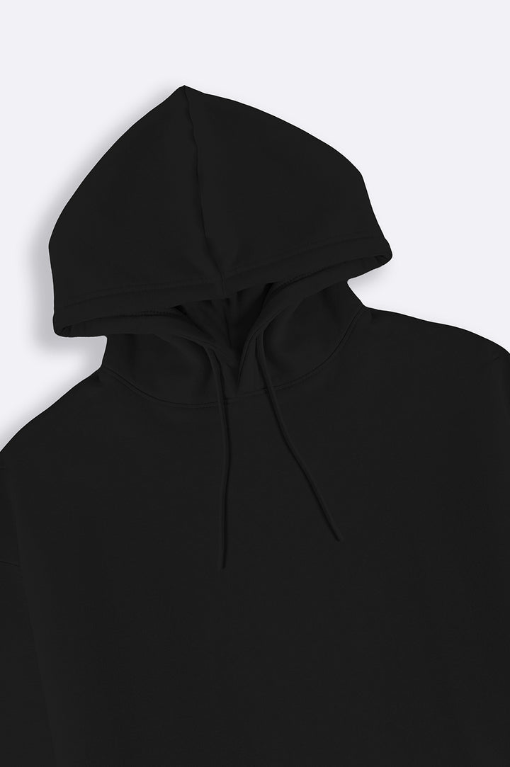 BLACK OVERSIZED FLEECE HOODIE