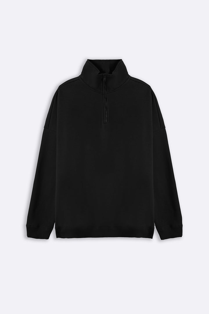 BLACK QUARTER ZIP SWEATSHIRT