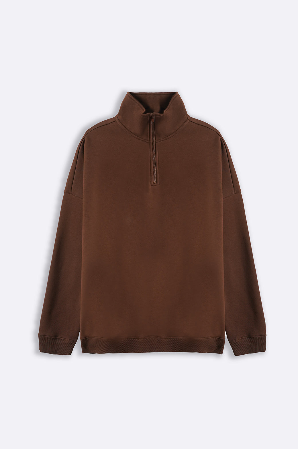 BROWN QUARTER ZIP SWEATSHIRT