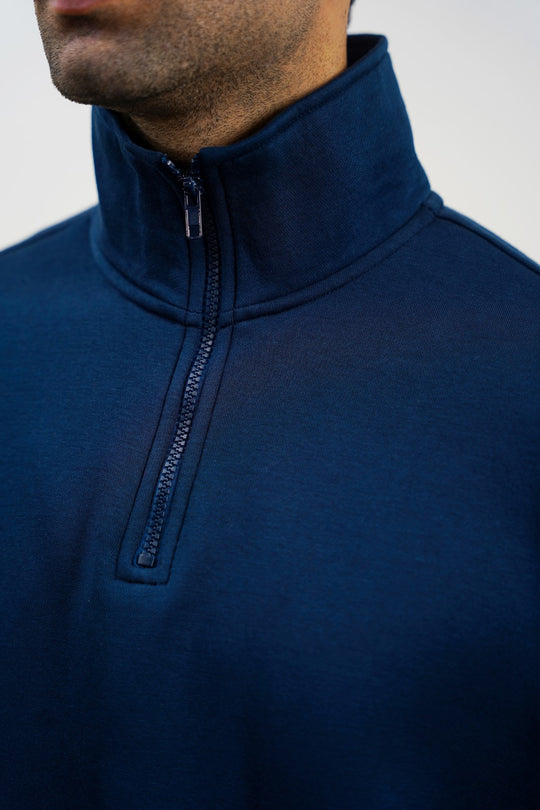 NAVY QUARTER ZIP SWEATSHIRT