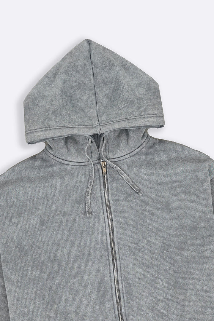 GREY SOFT COTTON FLEECE HOODIE