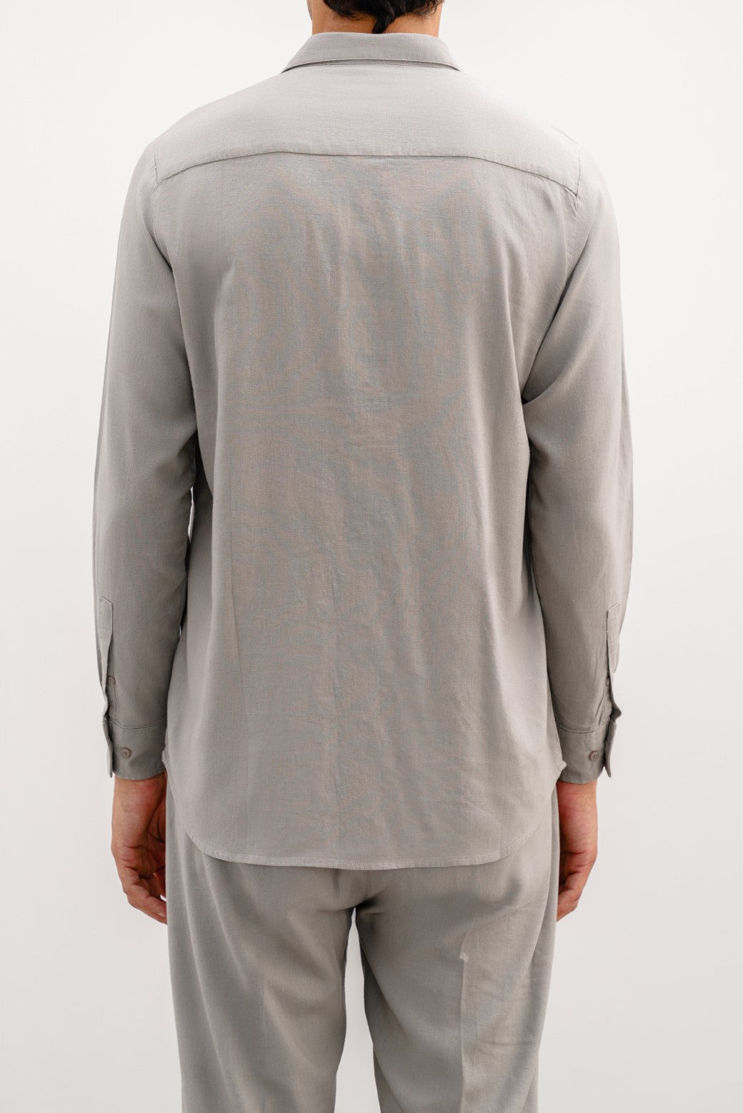 GREY LINEN SHIRT WITH FLAP POCKETS