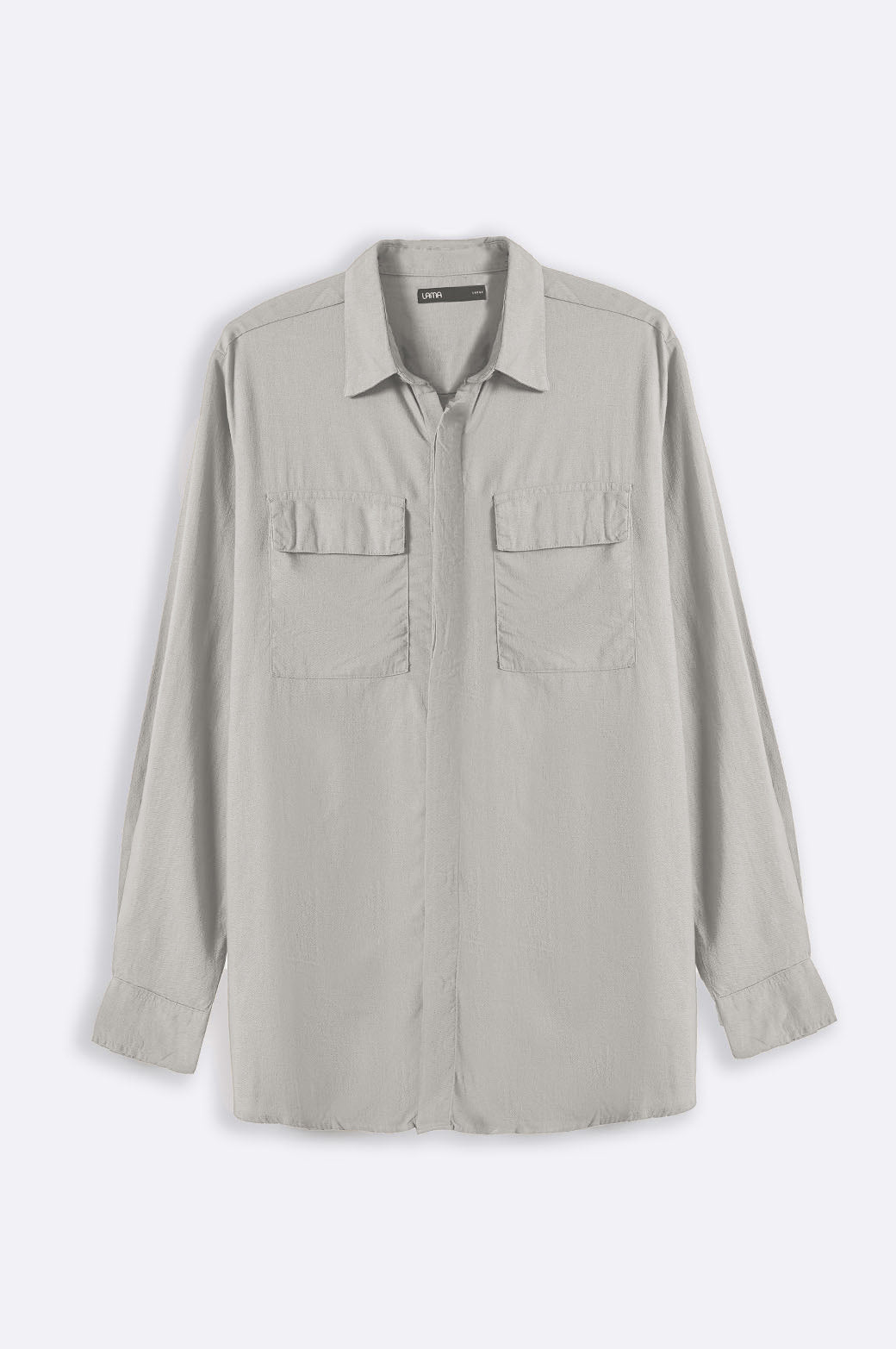 GREY LINEN SHIRT WITH FLAP POCKETS