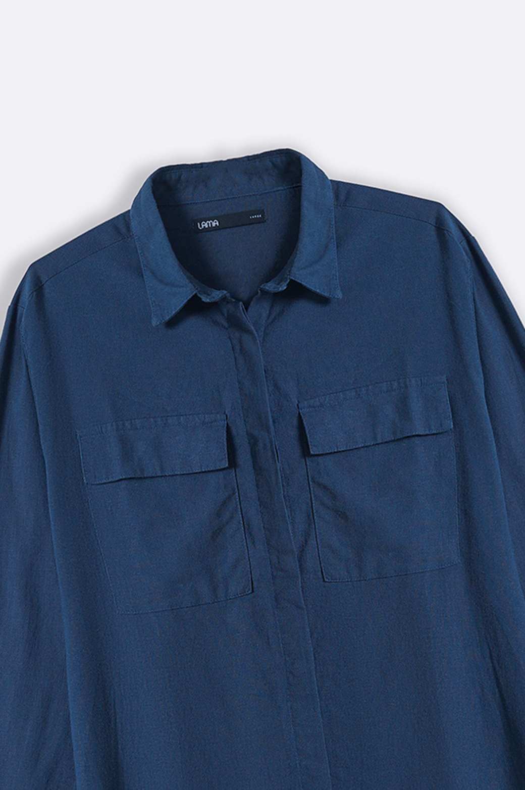 NAVY LINEN SHIRT WITH FLAP POCKETS