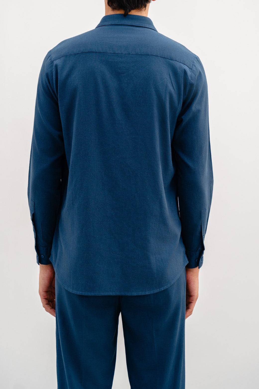 NAVY LINEN SHIRT WITH FLAP POCKETS