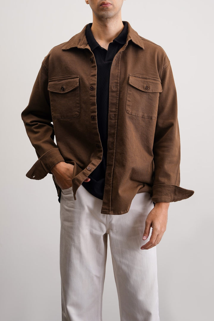 BROWN RELAXED OVERSHIRT