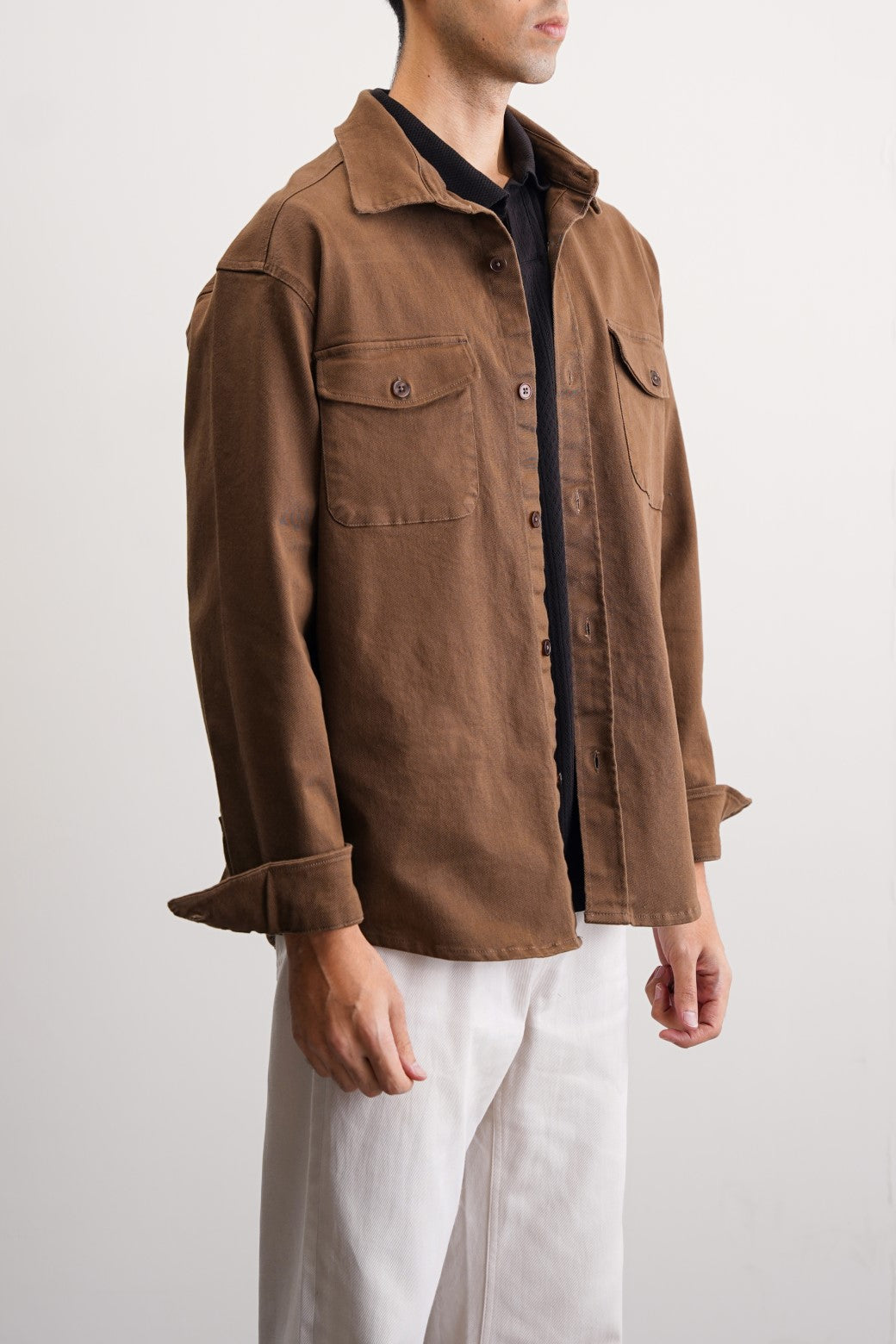 BROWN RELAXED OVERSHIRT