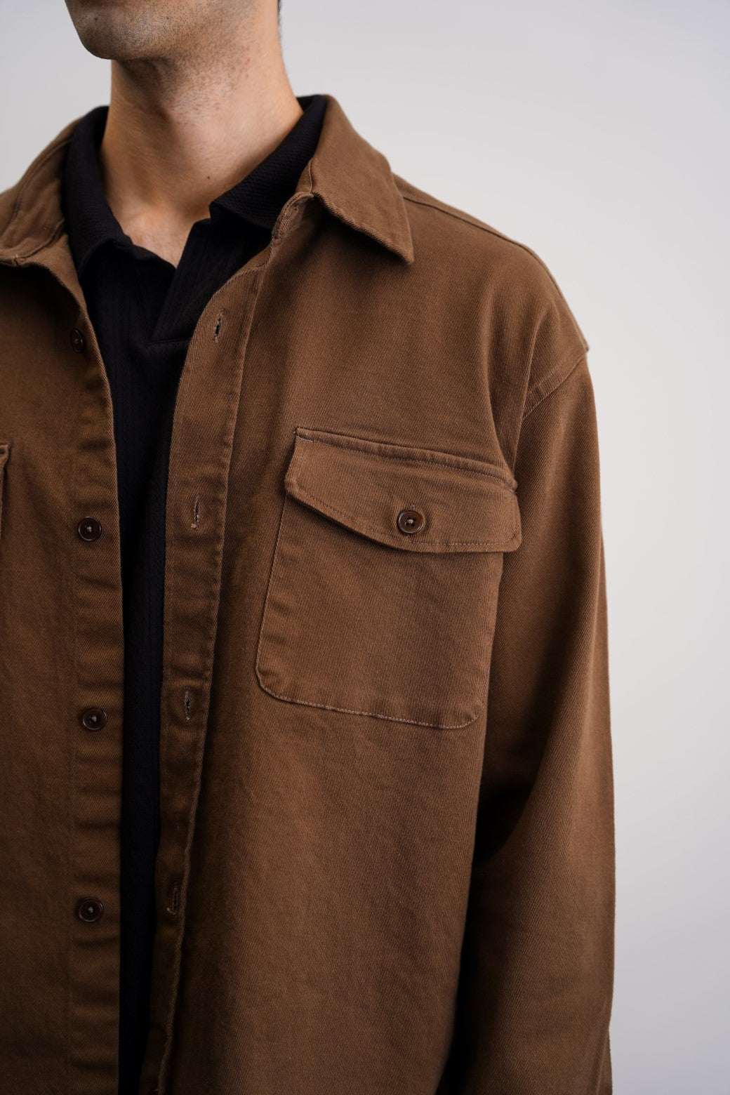 BROWN RELAXED OVERSHIRT