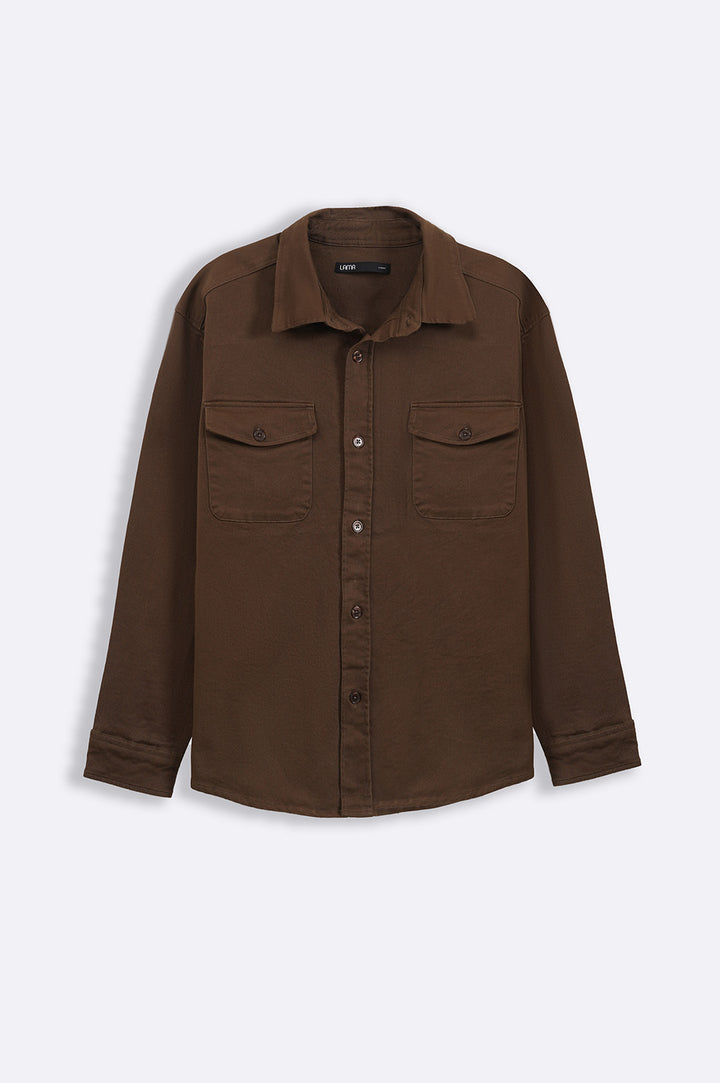 BROWN RELAXED OVERSHIRT