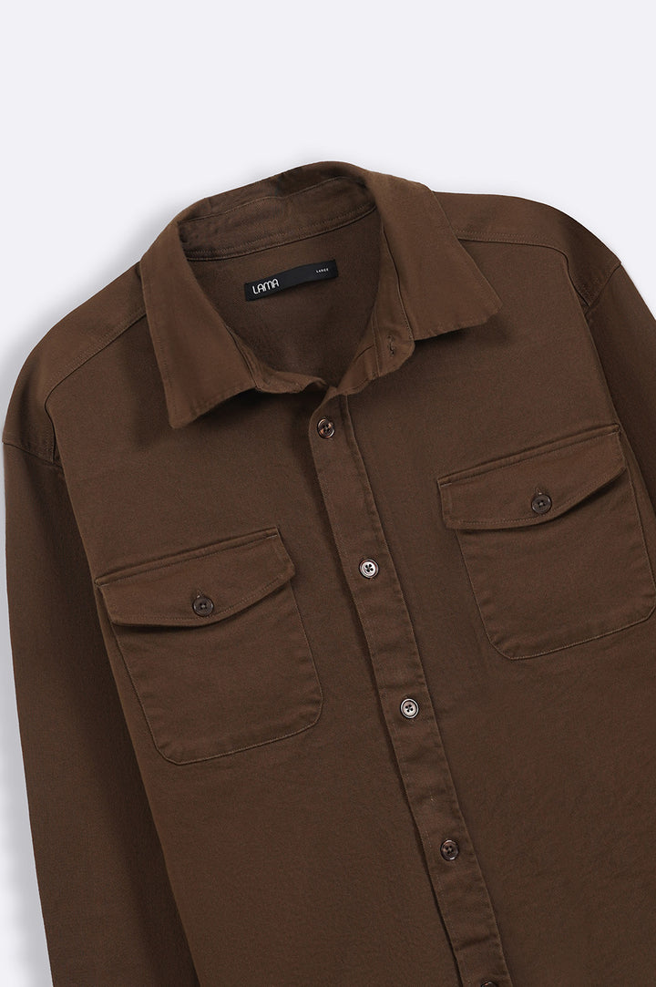 BROWN RELAXED OVERSHIRT