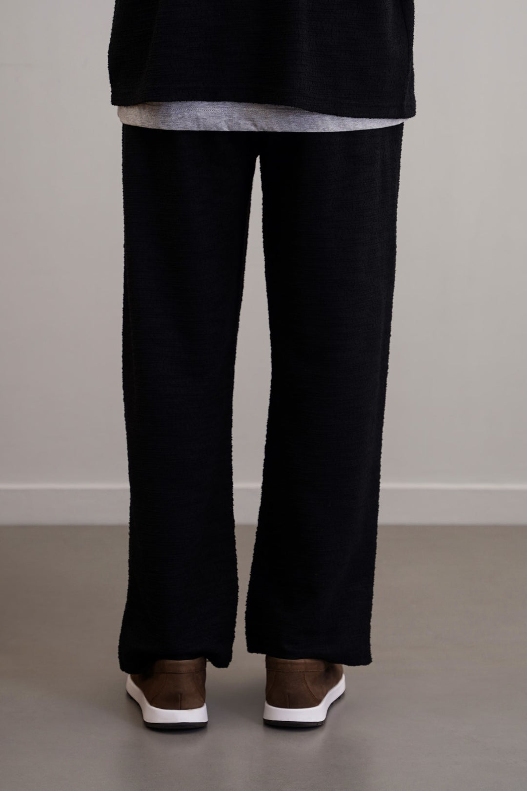 BLACK BOUCLE TROUSERS