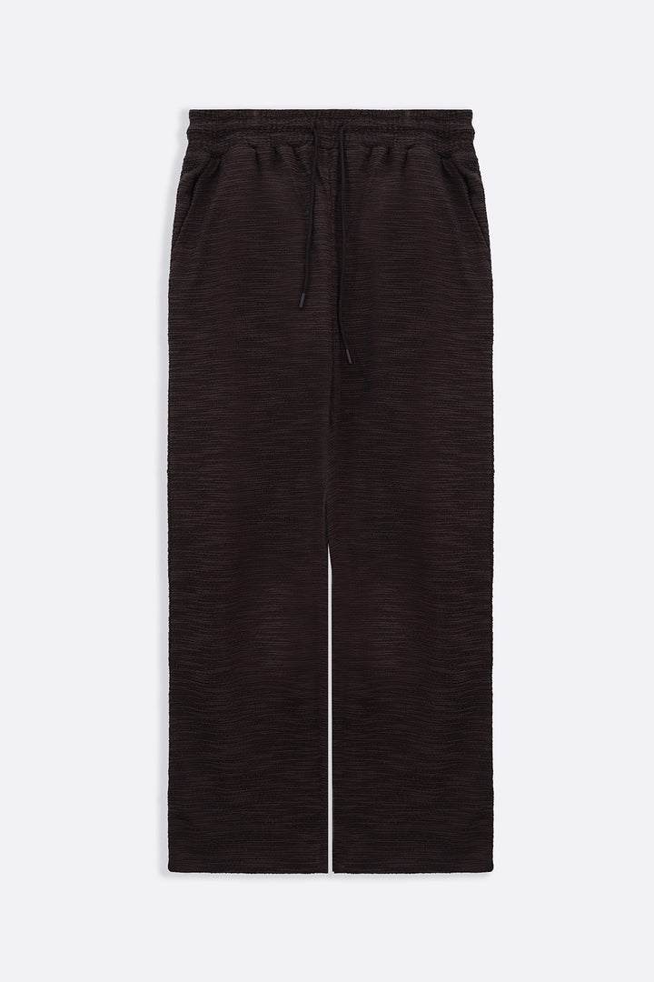 DARK BROWN BOUCLE TROUSERS