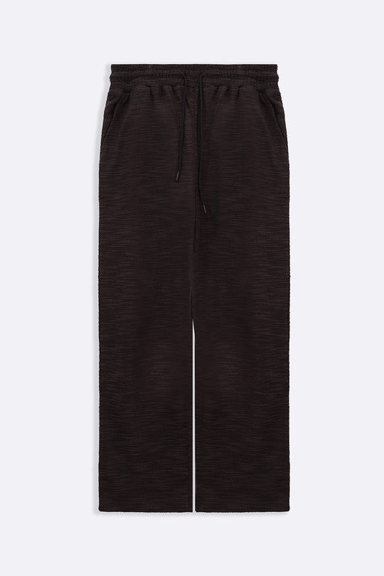 DARK BROWN BOUCLE TROUSERS