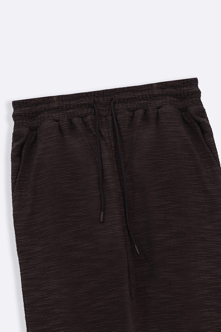 DARK BROWN BOUCLE TROUSERS