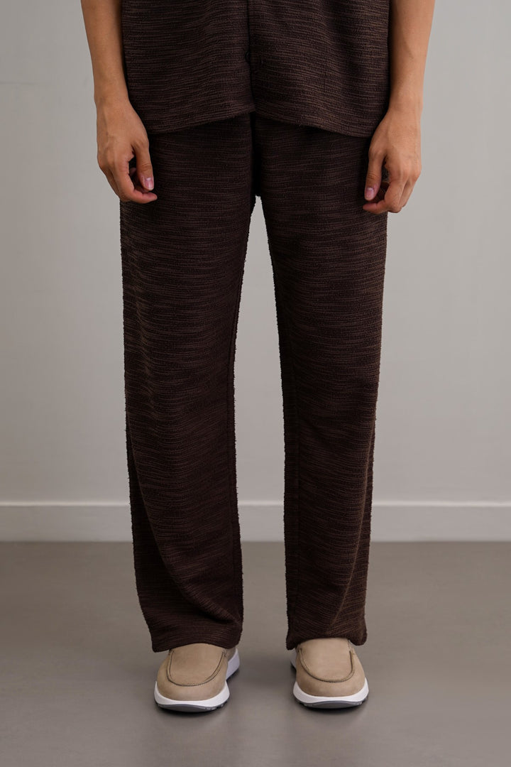 DARK BROWN BOUCLE TROUSERS