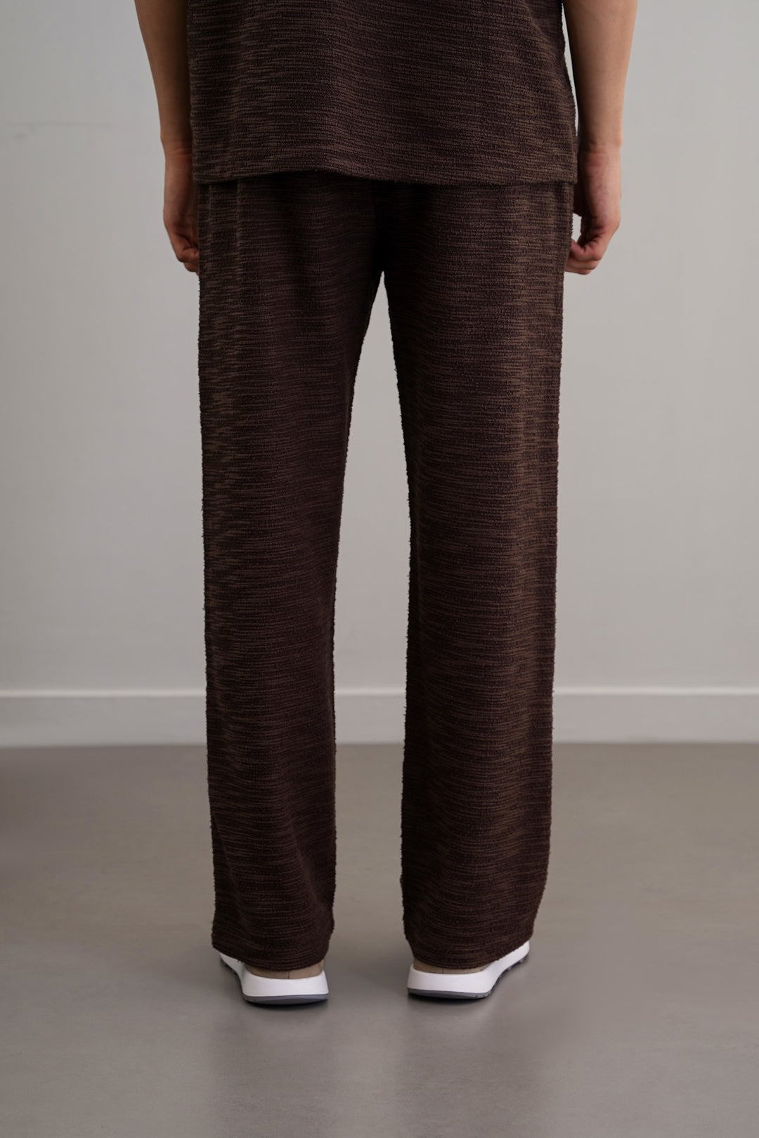 DARK BROWN BOUCLE TROUSERS