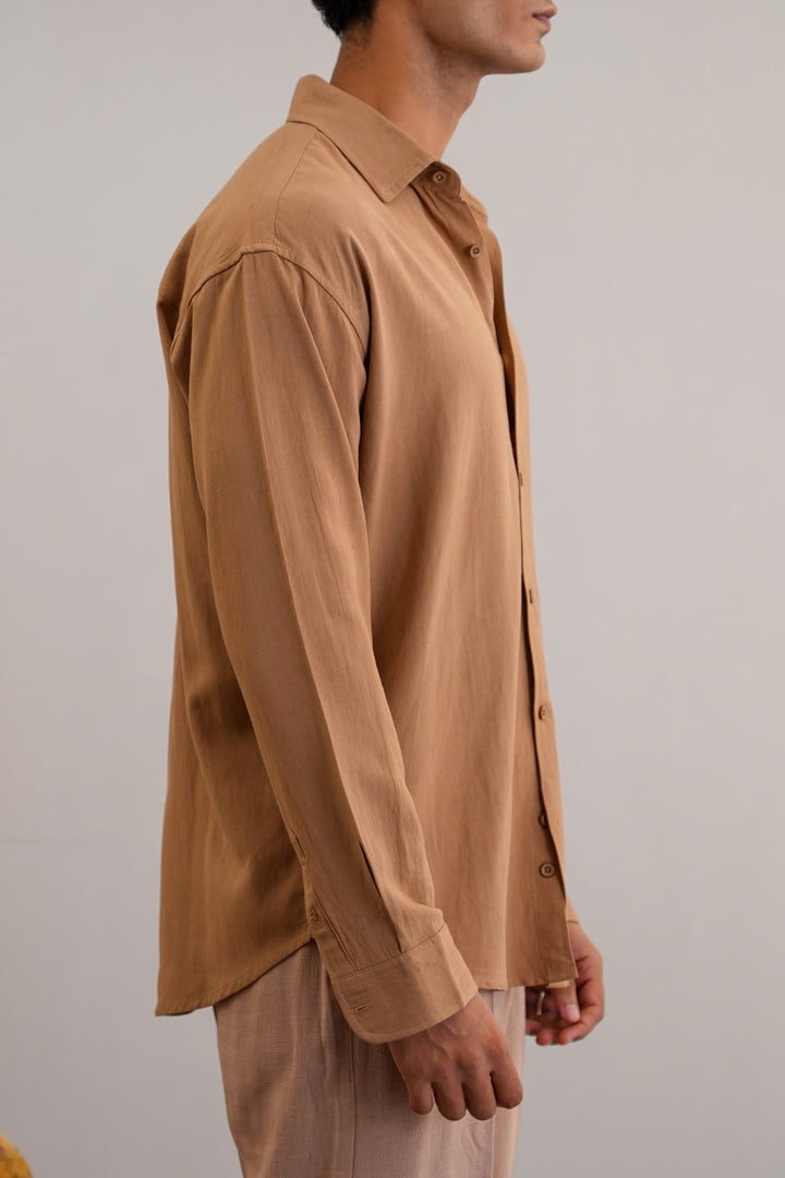 KHAKI OVERSIZED LINEN SHIRT