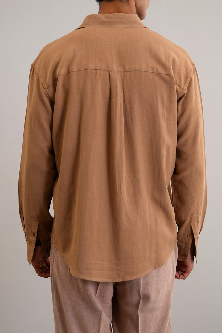 KHAKI OVERSIZED LINEN SHIRT