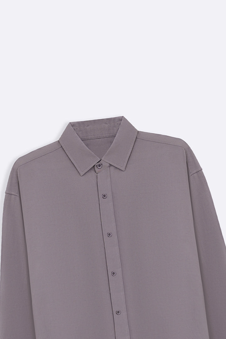 LIGHT GREY OVERSIZED LINEN SHIRT