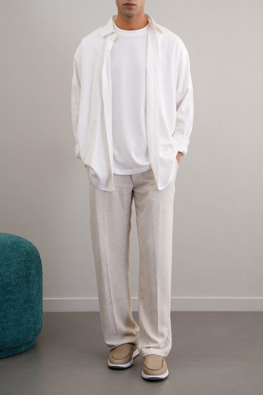 WHITE OVERSIZED LINEN SHIRT