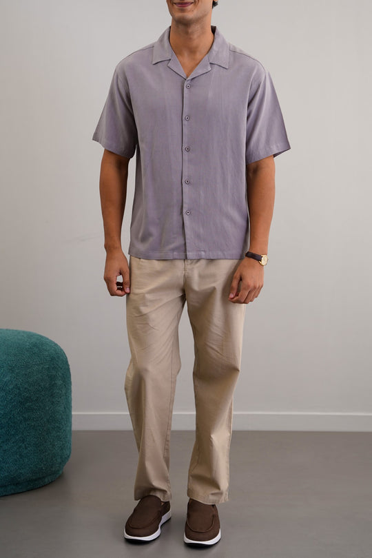 LIGHT GREY RELAXED SAFARI SHIRT