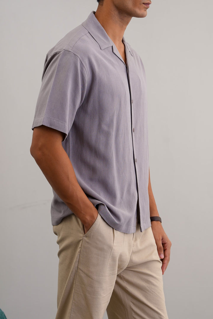LIGHT GREY RELAXED SAFARI SHIRT